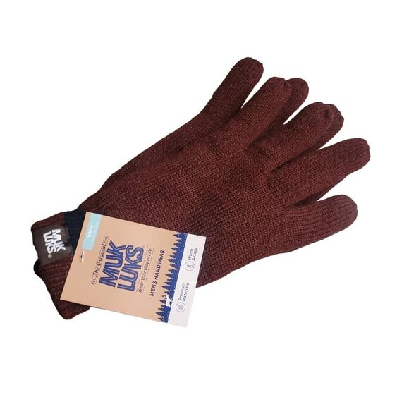 Muk Luks Men's Ox Blood/Navy Acrylic Knit Gloves NEW - Picture 4 of 8